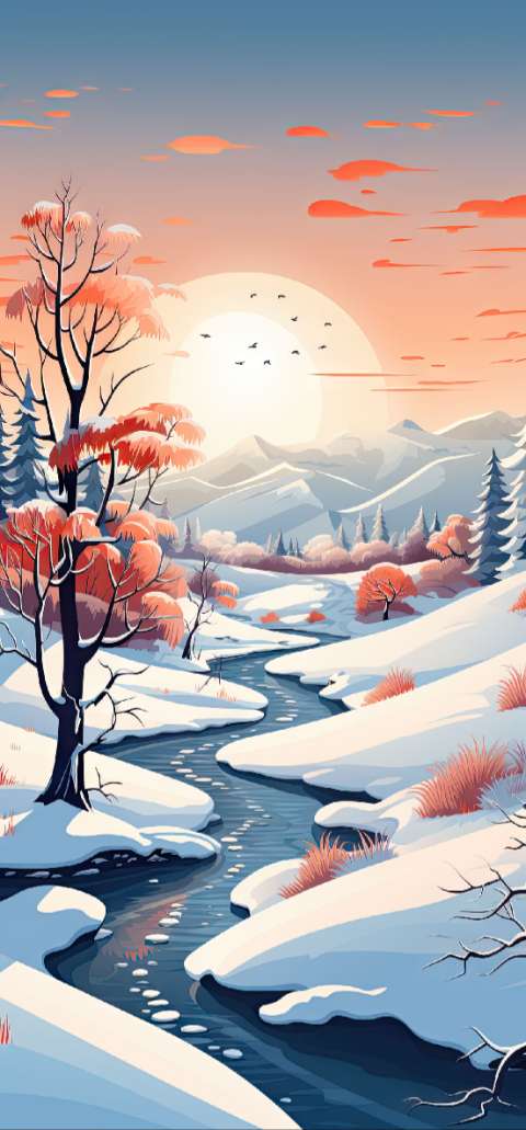 Preview for Serene-winter-landscape-illustration-christmas-phone-template-e9123