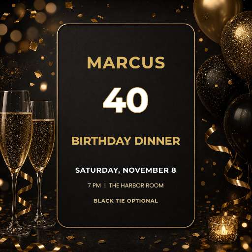 Preview for 40th Birthday Dinner Invitation Template