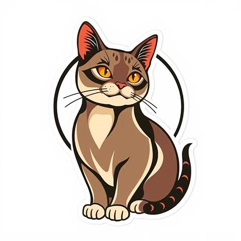 Preview for Cartoon-brown-cat-sticker-aistickerartstyle-template-9c048
