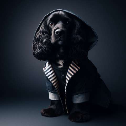 Preview for Black Dog In Hooded Jacket Design Template
