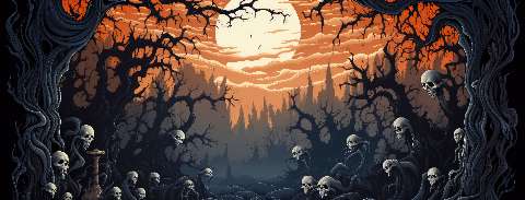 Preview for Haunting-skulls-at-sunset-halloween-social-template-54d73