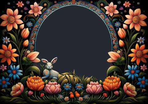 Preview for Easter-floral-frame-with-rabbit-easter-frame-template-552ba