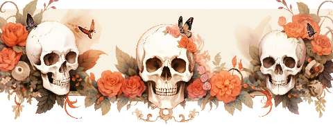 Preview for Floral-skulls-banner-design-halloween-social-template-6e204