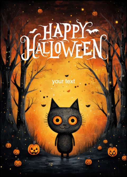 Preview for Happy-halloween-cat-illustration-template-a777d