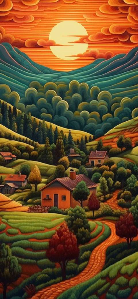 Preview for Countryside-landscape-at-sunset-aiwallpaper-template-de557