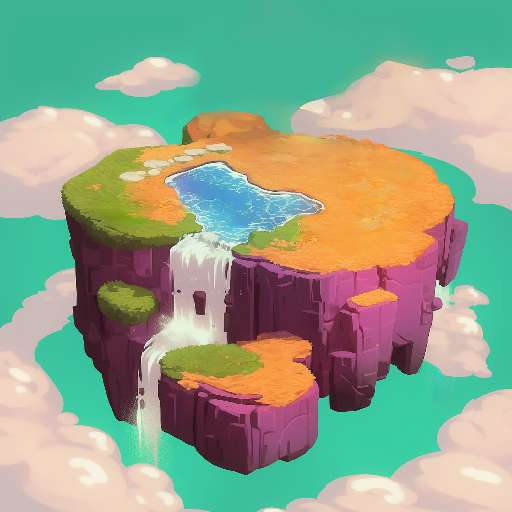 Preview for Floating-island-waterfall-art-colorful-tiny-template-f3823