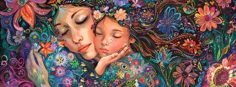 Preview for Mother And Child Floral Harmony Template