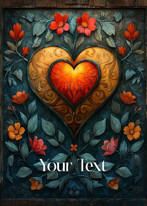 Preview for Vintage-floral-heart-template-love-594bb