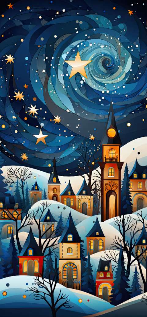 Preview for Whimsical-winter-village-under-starry-night-sky-christmas-phone--3bcfa