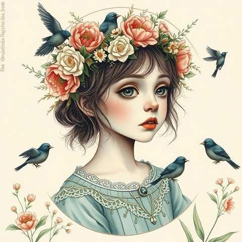 Preview for Woman-with-floral-crown-aiartstyle-template-896be