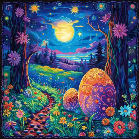 Preview for Mystical Easter Eggs Forest Design Template
