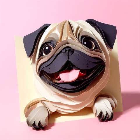 Preview for Adorable 3d Paper Pug Design Template