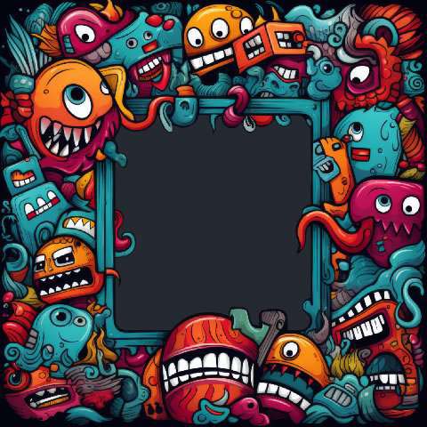 Preview for Whimsical-monster-frame-art-colorful-frame-template-70c63