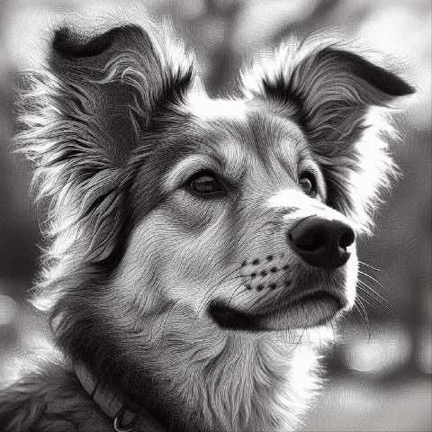 Preview for Detailed Sketch Of A Dog Face Template