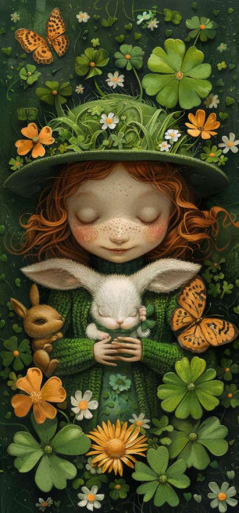 Preview for Whimsical-girl-with-rabbit-st-patricks-template-cf349
