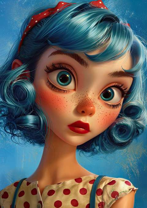Preview for Cartoon-character-blue-hair-polka-dots-celebrities-template-0d76b