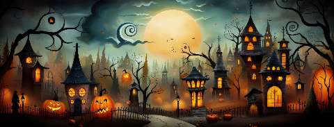 Preview for Halloween-haunted-house-illustration-halloween-social-template-bda07