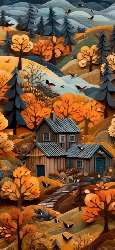 Preview for Autumn-cabin-landscape-aiwallpaper-template-2100d
