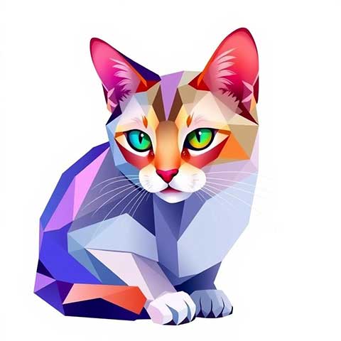 Preview for Low-poly-cat-art-aistickerartstyle-template-1b4a9