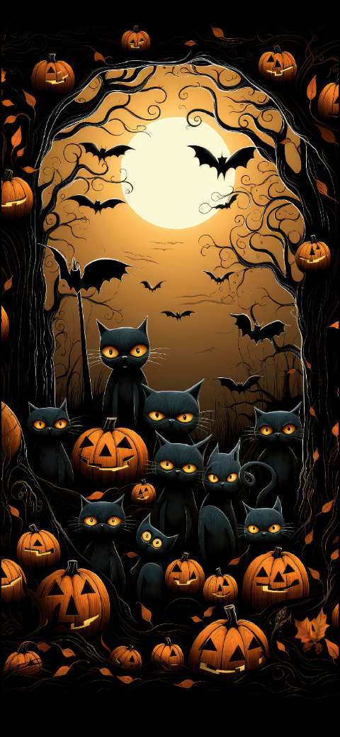 Preview for Halloween-black-cats-pumpkins-halloween-phone-template-89c0c