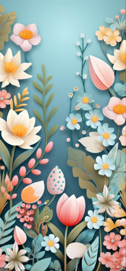 Preview for Easter Floral Phone Wallpaper Template
