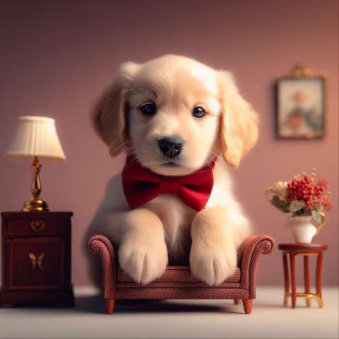Preview for Adorable Puppy In Red Bow Tie Template