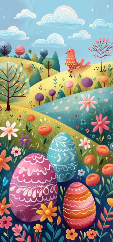 Preview for Easter-eggs-in-garden-easter-phone-template-b07a4
