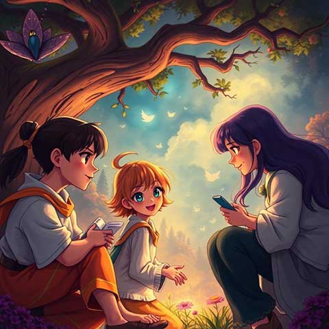 Preview for Family-bonding-under-tree-aicartoon-template-0a49d