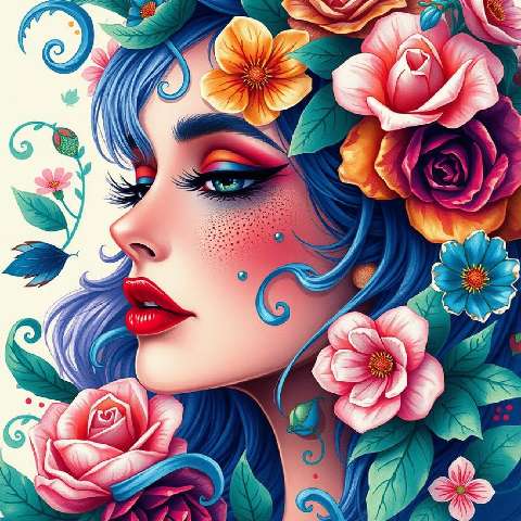Preview for Floral-beauty-portrait-art-aistylized-template-2360a
