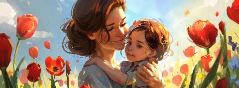 Preview for Mother And Child In Tulip Field Cover Template