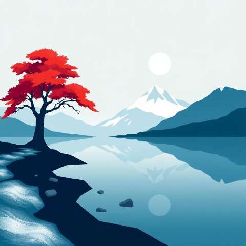 Preview for Serene-landscape-red-tree-aifeatured-template-7e924