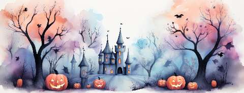 Preview for Halloween-castle-watercolor-illustration-halloween-social-templa-24f9c