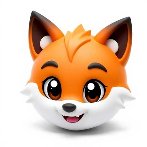 Preview for Cartoon-fox-head-3d-animation-aiemojianimals-template-2192d