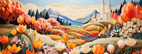 Preview for Floral Landscape Castle Facebook Cover Template