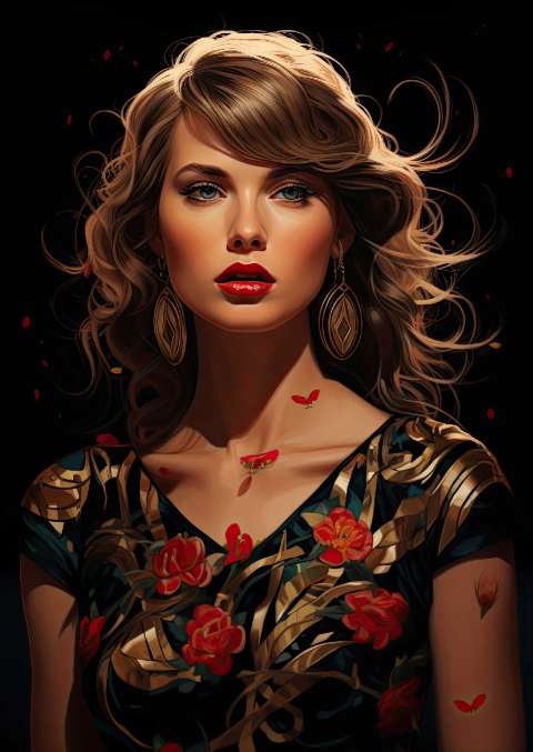 Preview for Woman-floral-dress-butterflies-taylor-swift-template-08600