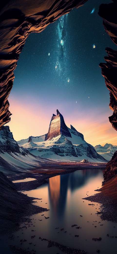 Preview for Majestic-mountain-landscape-under-starry-night-sky-aiwallpaper-t-f4075