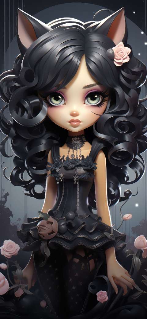 Preview for Gothic-anime-cat-girl-art-halloween-phone-template-b2f56