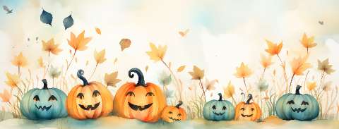 Preview for Halloween-watercolor-pumpkins-halloween-social-template-ddb77