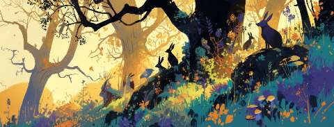 Preview for Rabbits In A Vibrant Forest Facebook Cover
