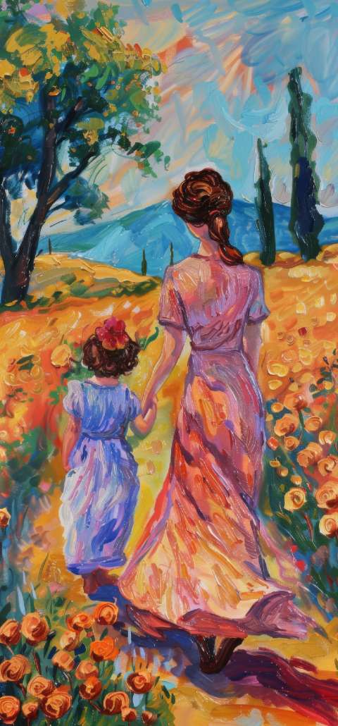 Preview for Mother And Child In A Field Of Flowers Template