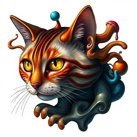 Preview for Surreal-cat-art-aistickerartstyle-template-21717