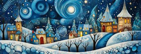 Preview for Whimsical Winter Village Facebook Cover Template
