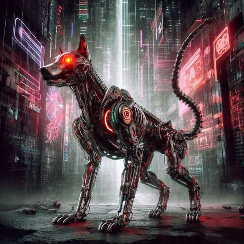Preview for Cybernetic Canine Neon Cityscape Design Template
