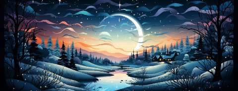 Preview for Winter-night-landscape-illustration-christmas-facebook-template-a6f78