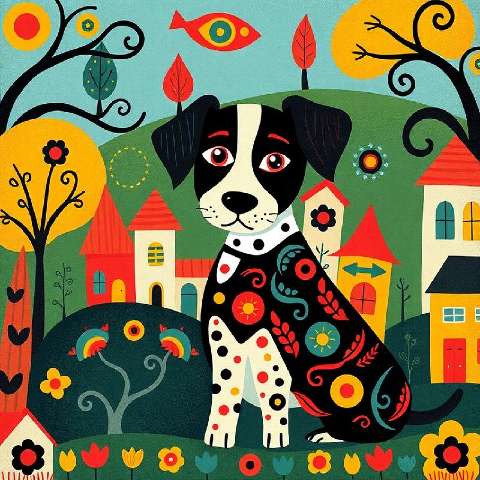 Preview for Whimsical-dog-village-illustration-aicartoon-template-9589f