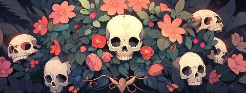 Preview for Skulls-and-florals-art-halloween-social-template-dcb2e