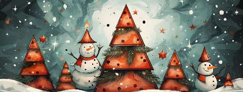 Preview for Whimsical-christmas-snowmen-trees-christmas-facebook-template-d1d9f