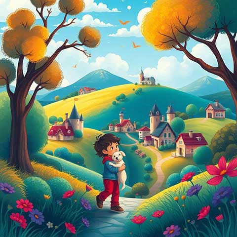 Preview for Whimsical-village-scene-aicartoon-template-01a36