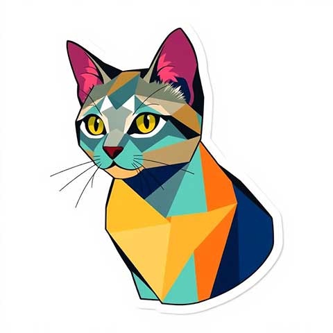 Preview for Geometric-cat-sticker-aistickerartstyle-template-5a844