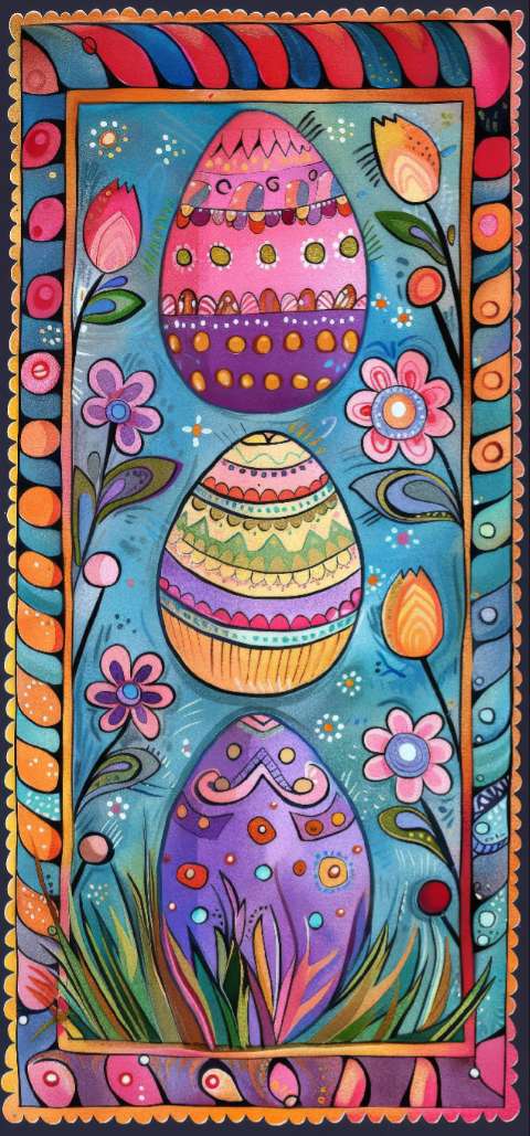 Preview for Vibrant Easter Eggs Phone Wallpaper Template